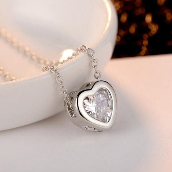 [Set of 2] 925 Sterling Silver Diamond Heart - Picture 2 of 6